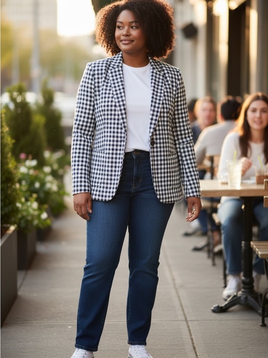 J. Crew Jackets & Blazers - J.Crew Parke Gingham Blazer Linen Cotton size 18